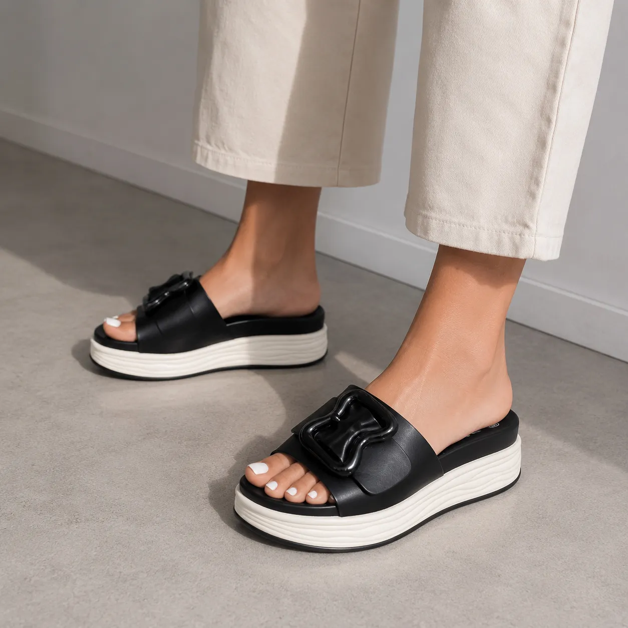 Sandale Compense pour femme 23491 Noir miniature